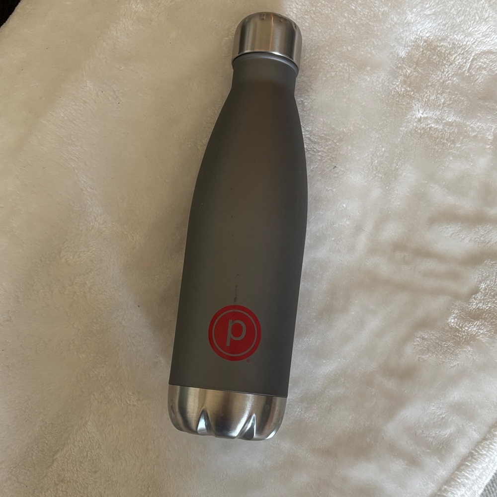Pure Barre Gray Water Bottle with Red Logo